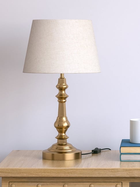 Divine Trends Gold Aluminium Table Lamp Antique Finish with Lampshade-picture-46