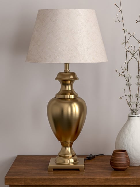 Divine Trends Silver Table Lamp With White Shade Divine Trends