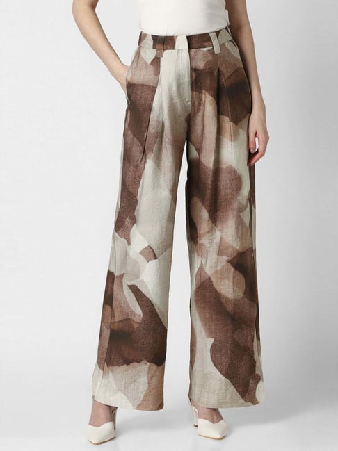 Van Heusen Brown Regular Fit Printed Trousers-picture-41