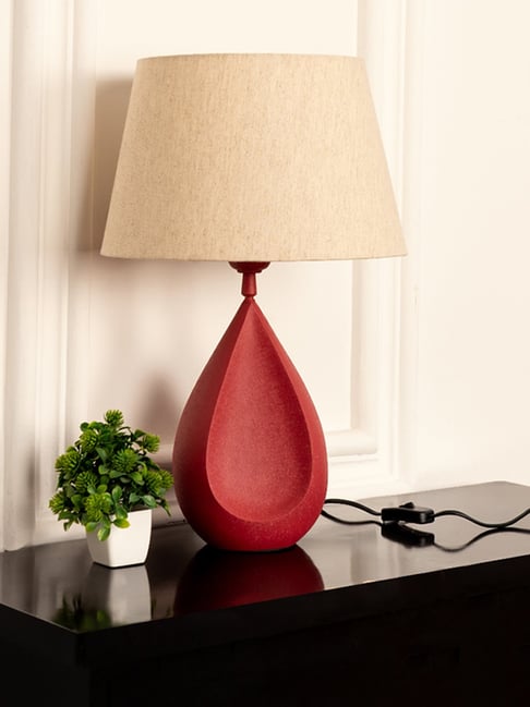 Divine Trends Red Aluminium Drop Textu Table Lamp with Lampshade-picture-10
