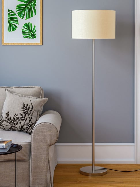 Divine Trends Nickel Metal Floor Lamp with Lampshade