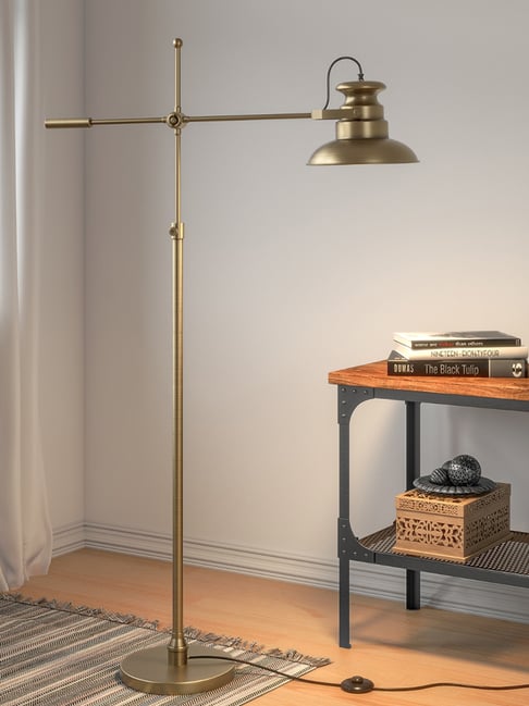 Divine Trends Gold Aluminium Floor Lamp Standing Focused Light Adjustable Height & Moveable
