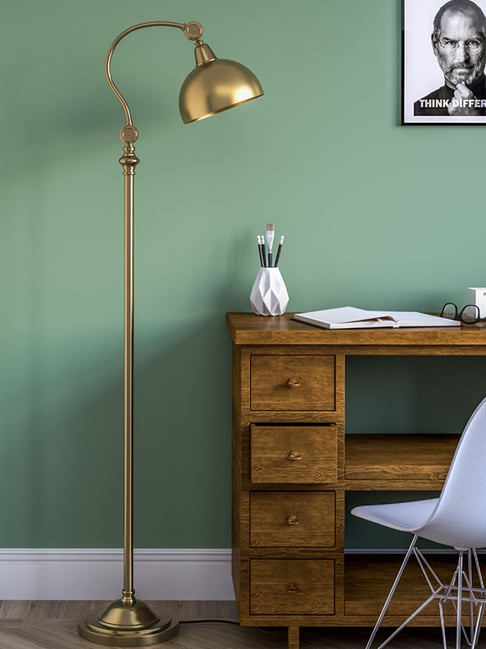 Divine Trends Gold Aluminium Floor Lamp with Adjustable Neck & Shade to Focus Light