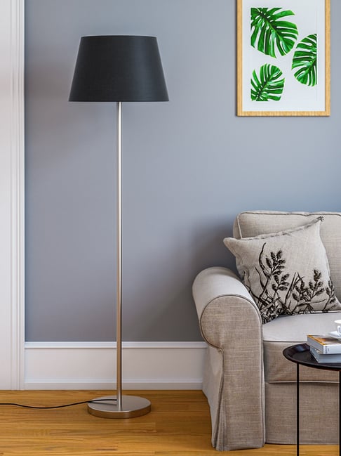 Divine Trends Nickel Metal Floor Lamp with Lampshade
