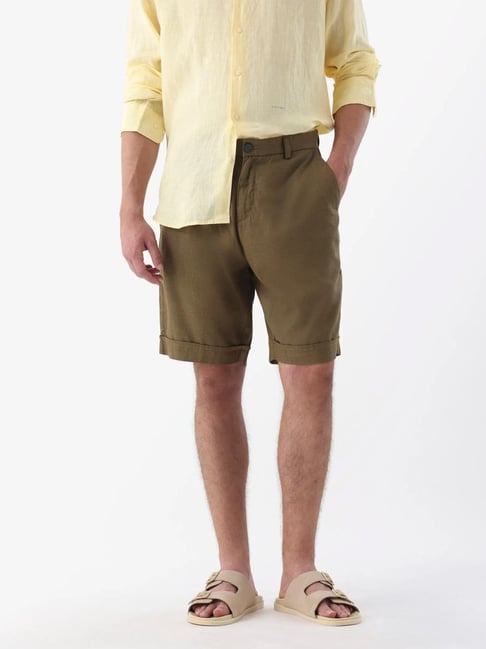 Rare Rabbit Green Regular Fit Solid Shorts-picture-42