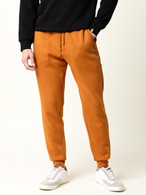 Rare Rabbit Brown Cotton Regular Fit Solid Joggers-picture-31