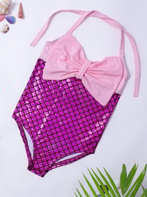 Bubble Berry Girls Pink Printed Swimsuit - Main Image