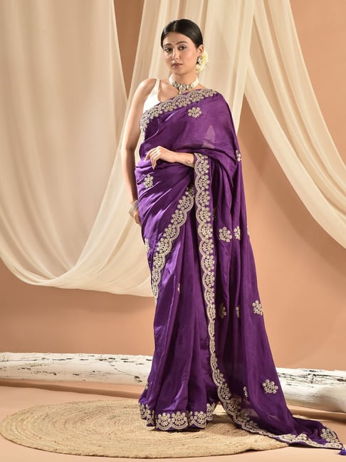 sutra attire Sutra¿Attire Purple Silk Regular Fit Saree-picture-37