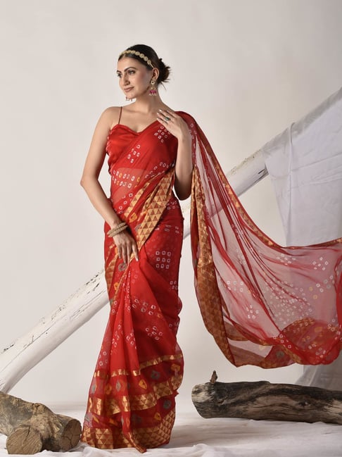 sutra attire Sutra¿Attire Red Chiffon Regular Fit Saree-picture-35