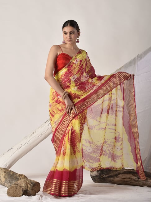 sutra attire Sutra¿Attire Yellow Chiffon Regular Fit Saree-picture-25