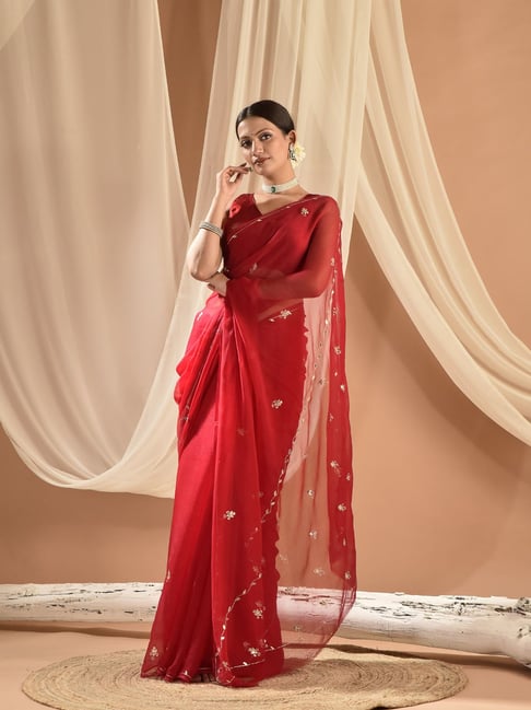 sutra attire Sutra¿Attire Pink Chiffon Regular Fit Saree-picture-32