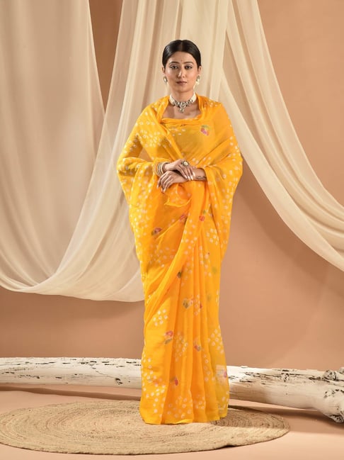 sutra attire Sutra¿Attire Yellow Chiffon Regular Fit Saree-picture-36