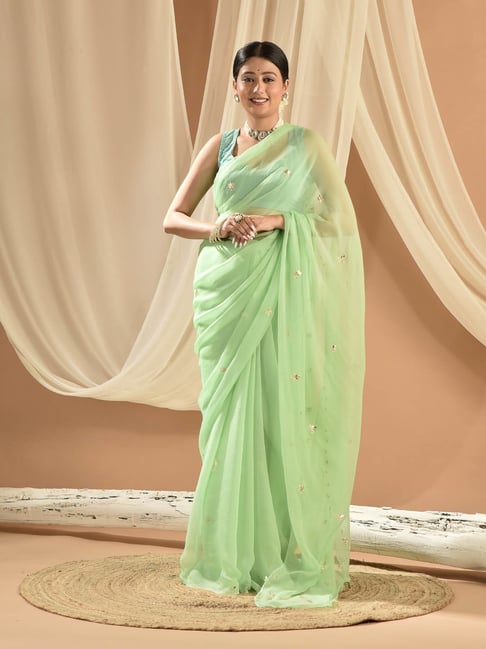 sutra attire Sutra¿Attire Green Chiffon Regular Fit Saree-picture-15