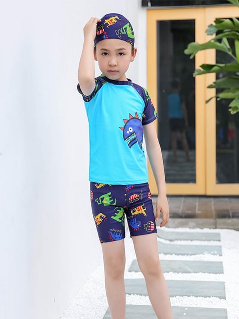 Bubble Berry Boys Blue Printed Swimsuit