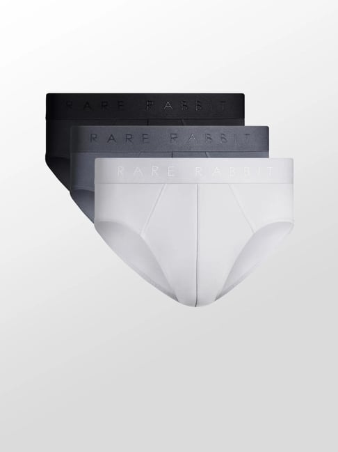 Rare Rabbit Multi Cotton Slim Fit Solid Briefs (Pack of 3)