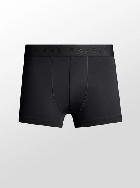 Rare Rabbit Black Cotton Slim Fit Solid Trunks