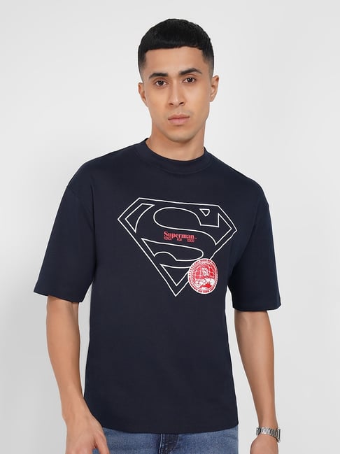 Sf Jeans By Pantaloons Navy Cotton Relaxed Fit Printed T-Shirt-picture-46