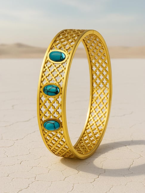 Rubans Gold Waterproof Filigree Blue Stone Classic Bracelet-picture-13