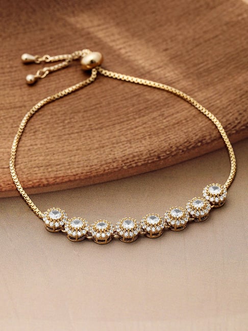 Rubans Gold Cubic Zirconia Studded Charms Bracelet