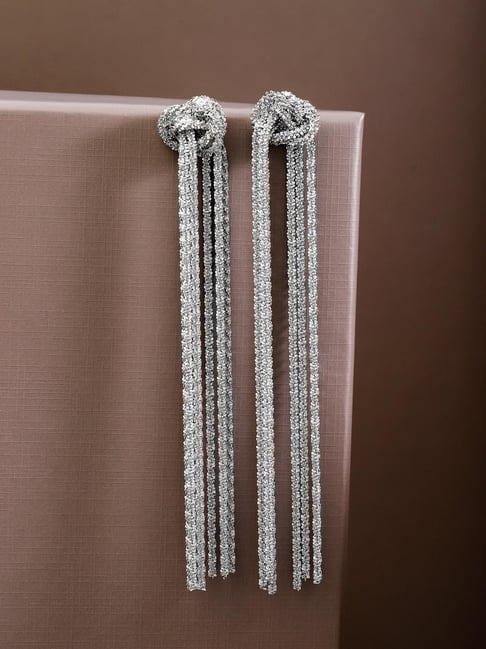 Rubans Silver Long Chain Statement Drop Earring