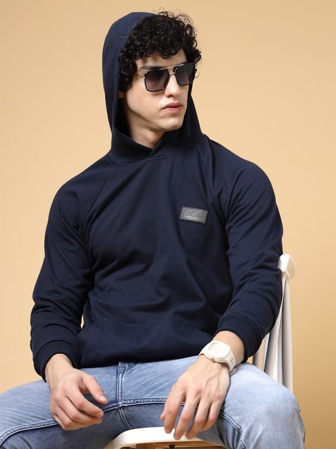 Rigo Navy Relaxed Fit Graphic Hoodie-image-30