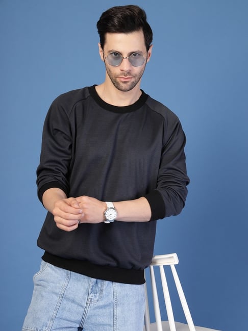 Rigo Dark Grey Regular Fit Solid Sweatshirt
