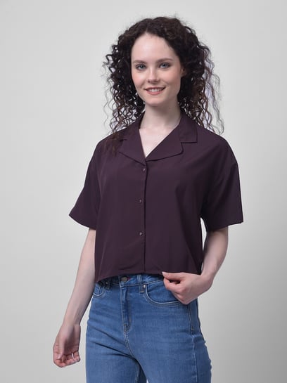 NUMERO UNO Wine Blended Solid Shirt