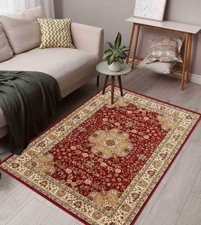 Buy Maroon Classical Machine Made Carpet - Large (340 cm x 240 cm
