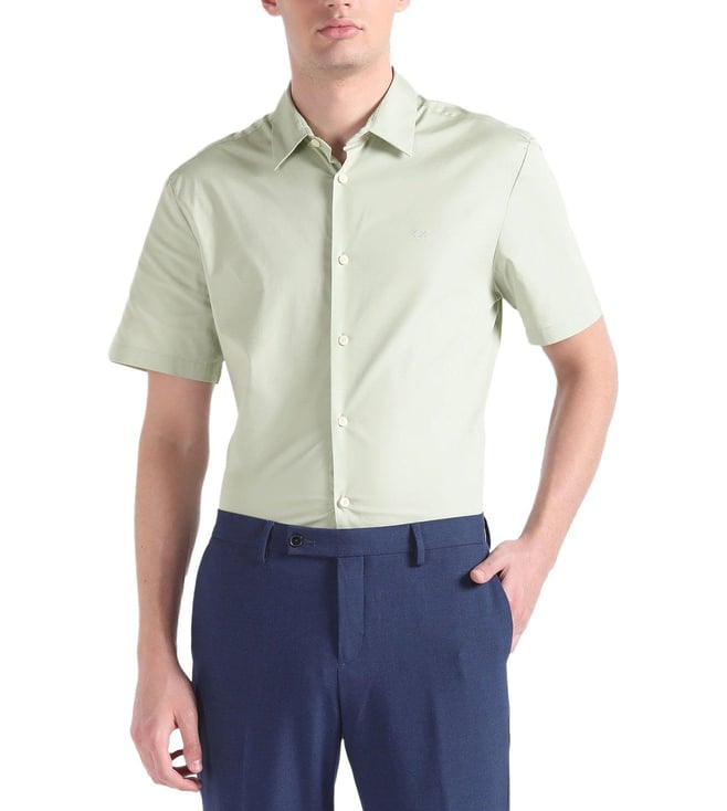 calvin klein sage green dress shirt Slim Fit Supima Cotton Stretch Dress Shirt | Sage