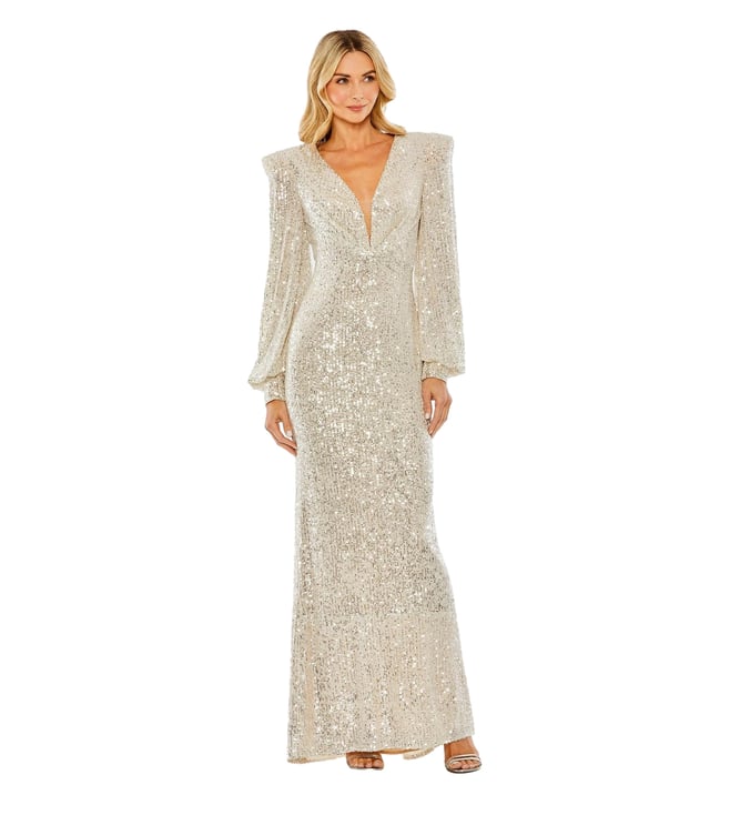 mac duggal embellished plunge neck bishop sleeve dress NWT Mac Duggal Embellished Plunge Neck Bishop Sleeve Dress Women's 18 GORGEOUS!