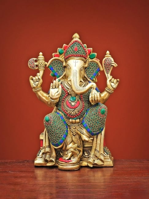Ekaa Handicrafts Multicolour Lord Ganesha Statue On Sinhasan-picture-36