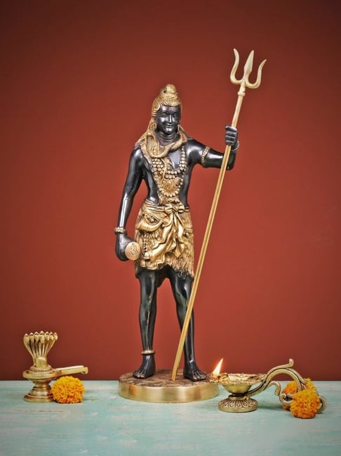 Ekaa Handicrafts Black & Gold Lord Shiva Statue Standing With Trident-picture-43
