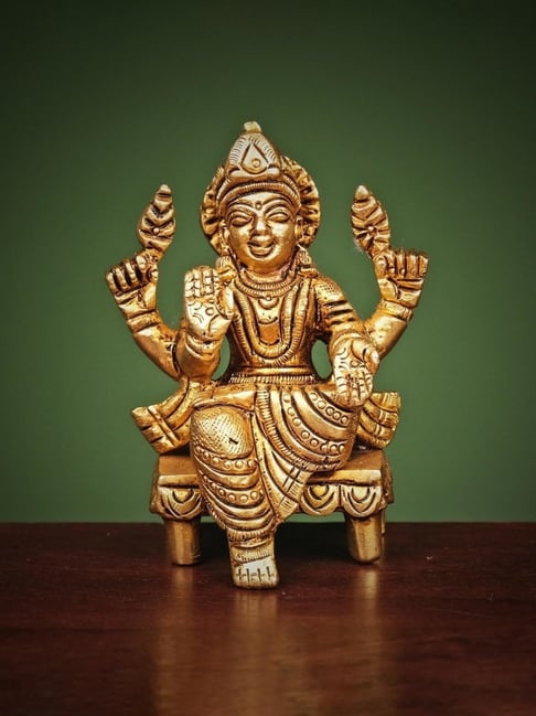 Ekaa Handicrafts Gold Brass Goddess Lakshmi Statue-picture-10