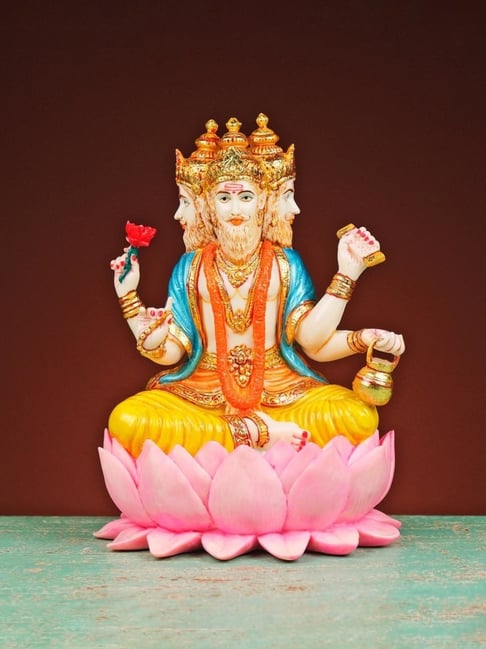 Ekaa Handicrafts Hand Painted Lord Brahma Statue In Marble Dust-picture-38