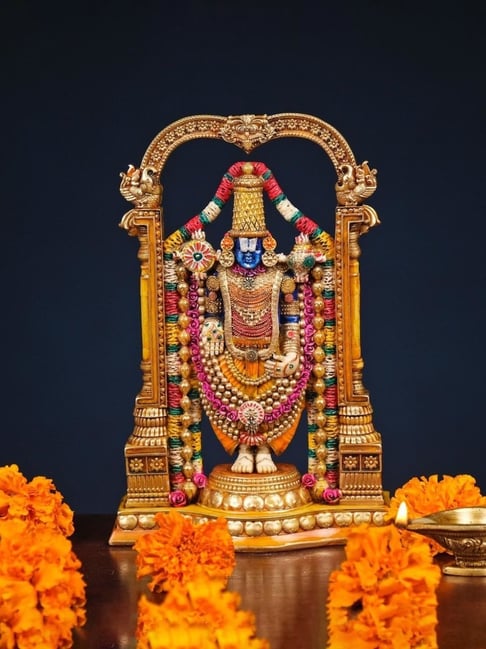Ekaa Handicrafts Hand Painted Tirupati Balaji Statue In Marble Dust-picture-39