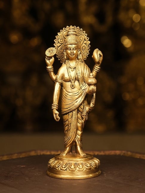 Ekaa Handicrafts Gold 8" Lord Dhanvantri Brass statue-picture-33