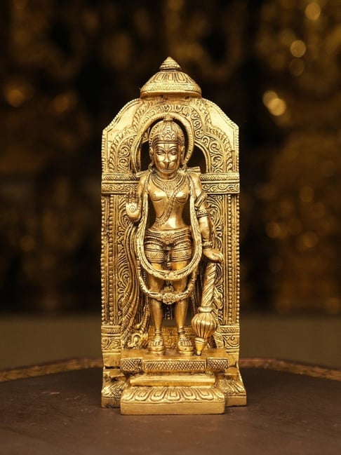 Ekaa Handicrafts Gold Brass Lord Hanuman Ji Standing Statue-picture-23