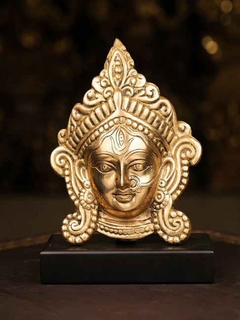 Ekaa Handicrafts Gold Brass Durga Maa Face with Stand-picture-47