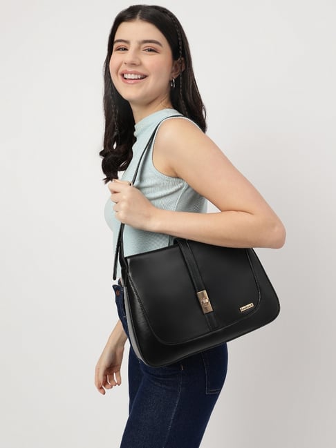 Fastrack MTO MTS Black Solid Medium Shoulder Handbag