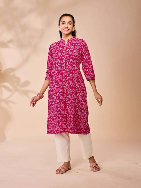 Daali Red Cotton Regular Fit Printed Kurta-picture-30