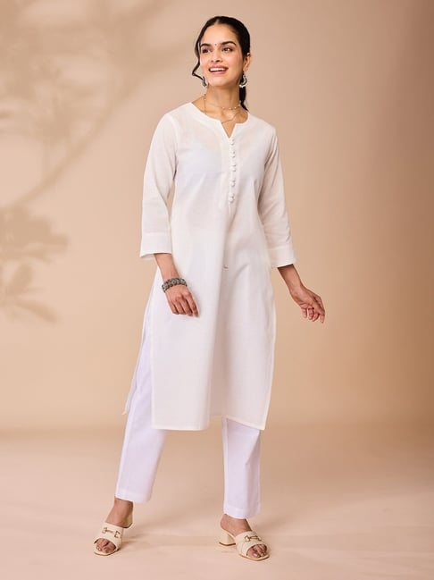 Daali White Cotton Regular Fit Kurta-picture-34