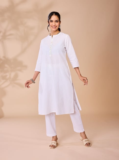 Daali White Cotton Regular Fit Kurta-picture-20