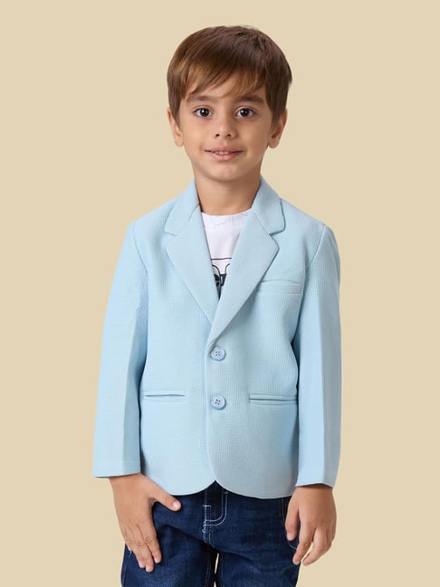 Kids Island Boys Blue Printed Regular Fit Blazer with T-Shirt-picture-19