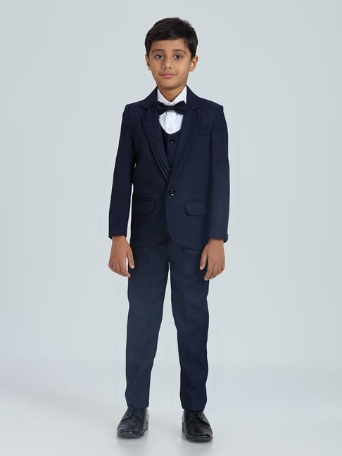 Kids Island Boys Navy Blue Regular Fit Suit Set
