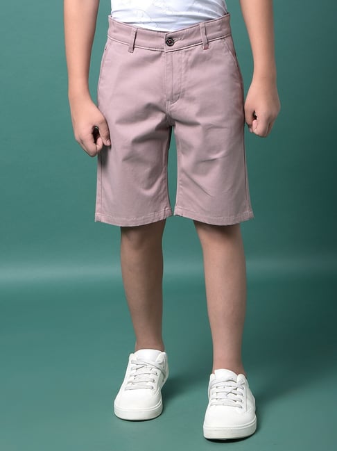 Crimsoune Club Boys Purple Cotton Slim Fit Shorts