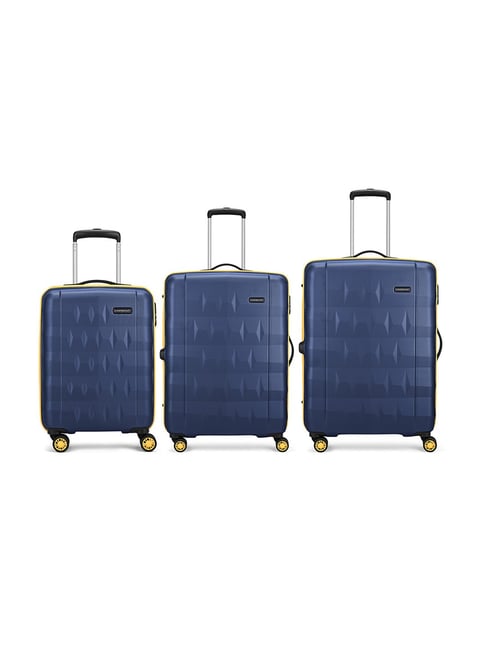 Aristocrat Midnight Blue Comet Large Hard Checked Luggage Set of 3 - 56, 66, & 76cm