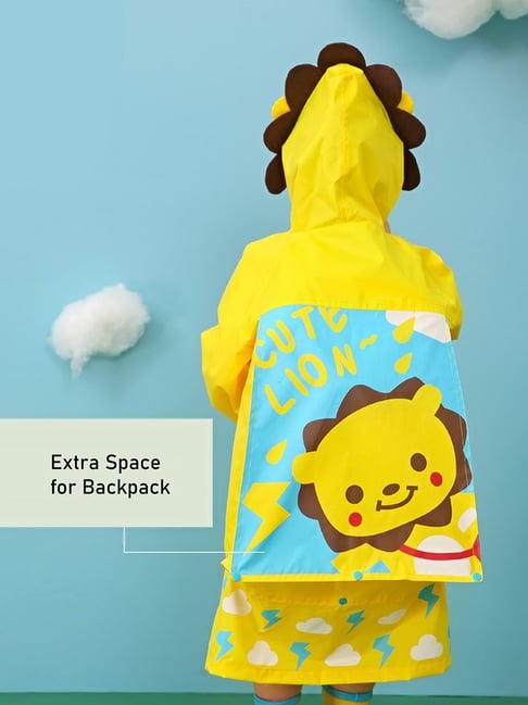 Little Surprise Box Kids Yellow Printed Raincoat