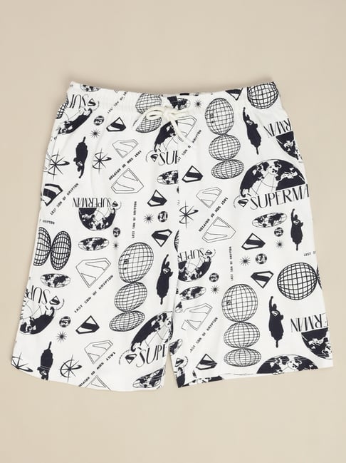 Kidsville Boys Off White Superman Regular Fit Shorts