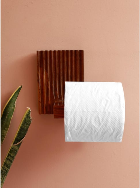 Unravel India Brown Sheesham Wood Tissue Roll Stand