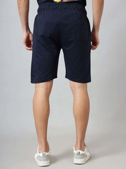 Free Authority Navy Blue Regular Fit Printed Shorts